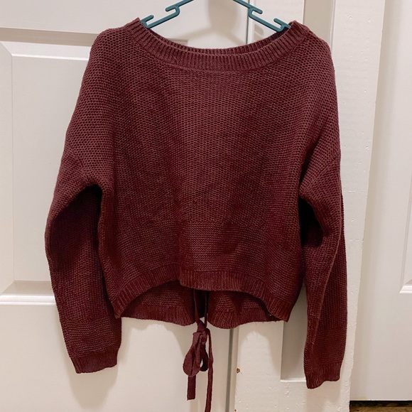 Ambiance apparel sweater with back that laces up - Picture 1 of 8